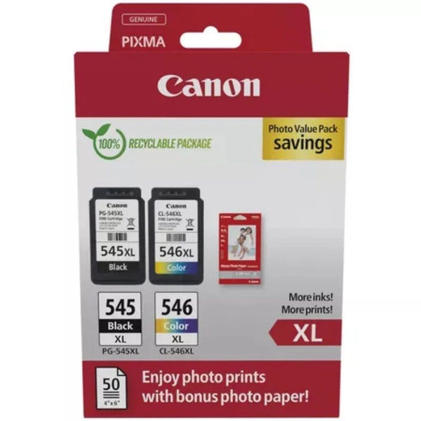 Multipack Canon Pg-545 XL + CL-546 XL Original + Papel Fotográfico